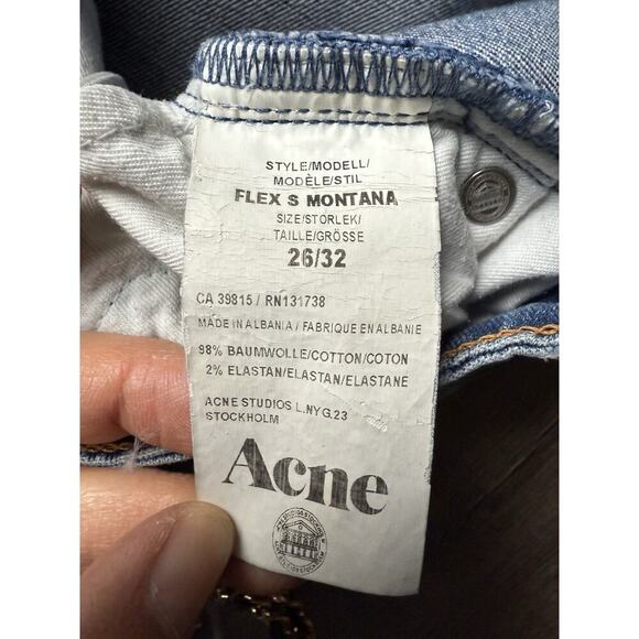ACNE STUDIOS‎ Jeans Size 26x32 Flex S Montana Women's Starch Denim Med Wash - Picture 5 of 7